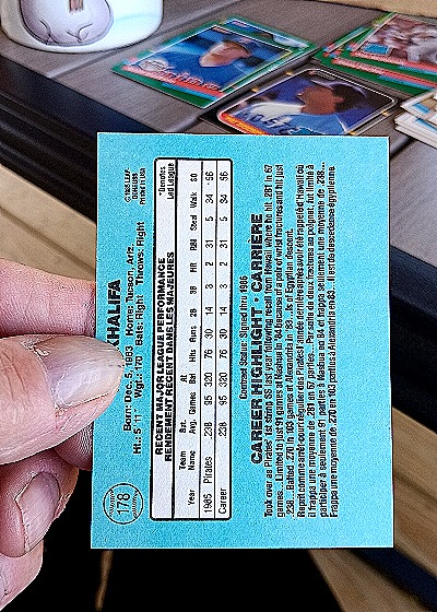 1986 Leaf #178 Sam Khalifa — back