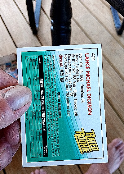 1992 Donruss #421 Lance Dickson — back