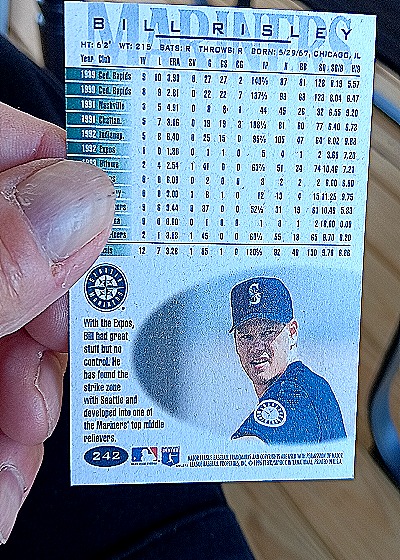 1993 Fleer #242 Bill Risley — back