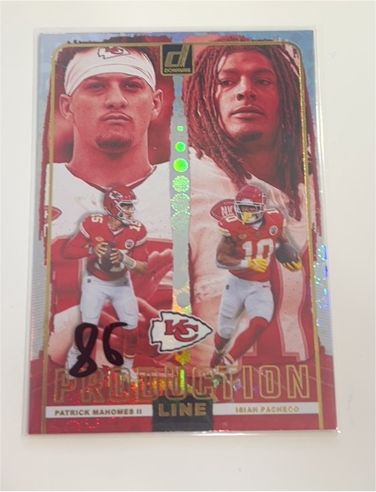 2024 Panini Donruss #11 Production Line Patrick Mahomes II, Isiah Pacheco — front