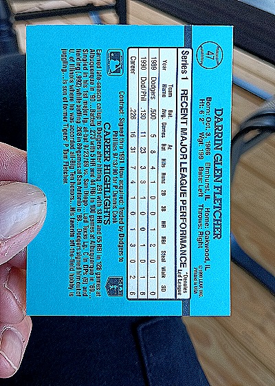 1991 Donruss #47 Darrin Fletcher — back