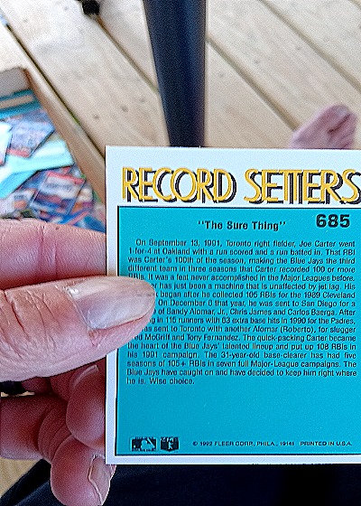 1992 Fleer #685 Joe Carter — back