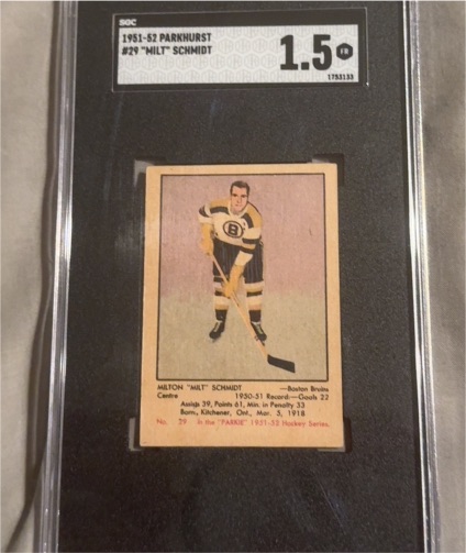 1951-52 Parkhurst #29 Milt Schmidt — front
