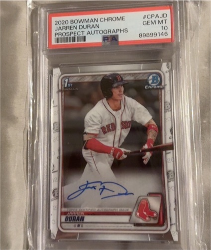 2020 Bowman Chrome #CPA-JD Jarren Duran — front