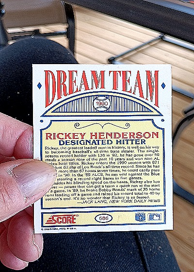 1990 Score #686 Rickey Henderson — back