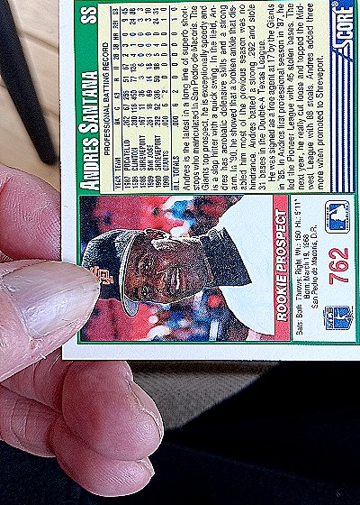 1991 Score #762 Andres Santana — back