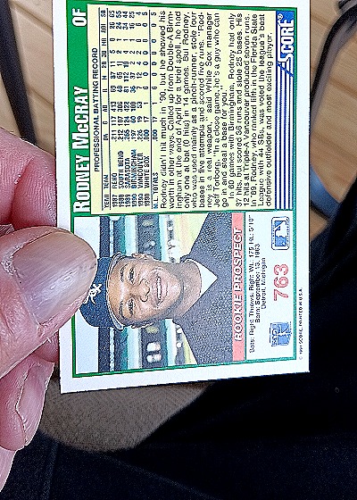 1991 Score #763 Rodney McCray — back