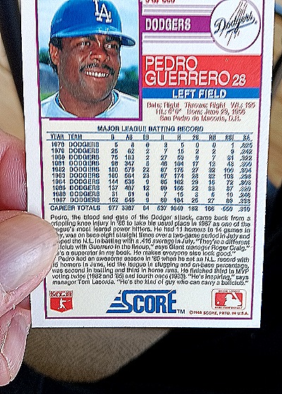 1988 Score #9 Pedro Guerrero — back