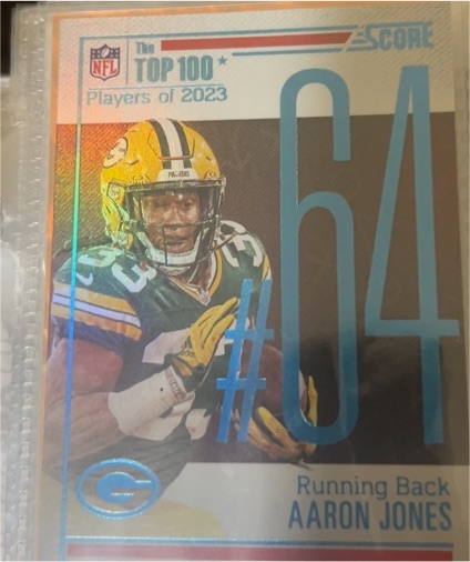 2024 Panini Score #64 Aaron Jones Top 100 Players Of 2023 — front