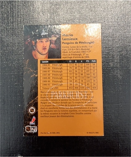 1991 Pro Set #195 Mario Lemieux — front