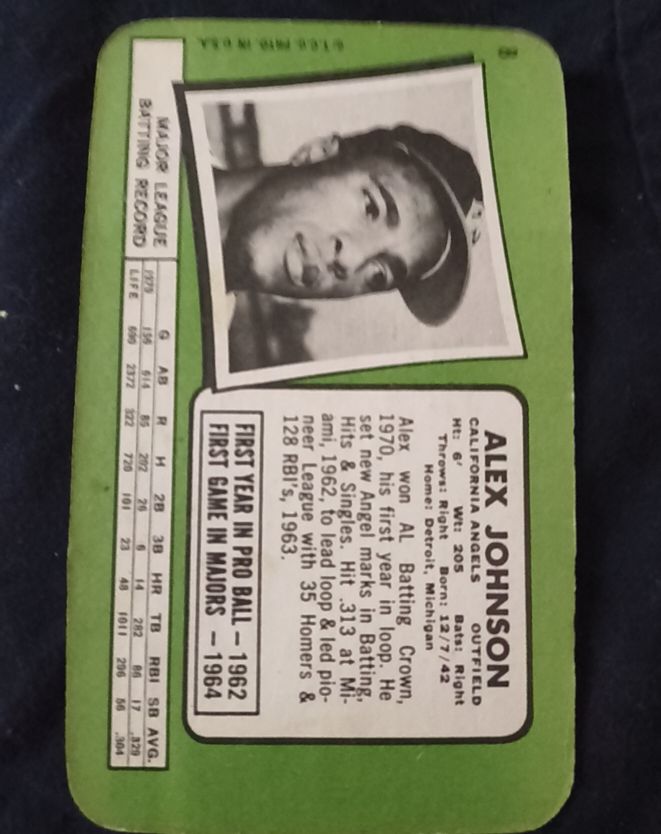 1971 Topps #484 Alex Johnson — front