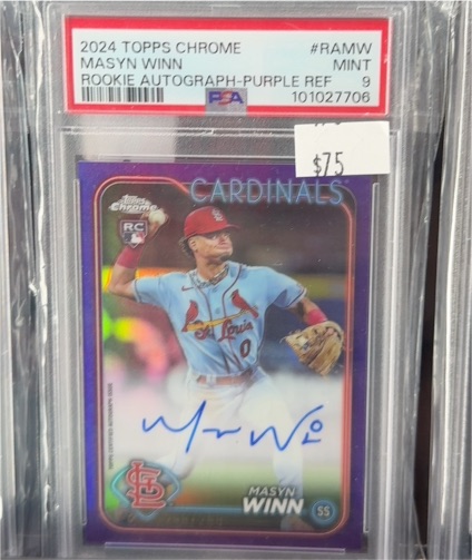 2024 Topps Chrome #RAMW Masyn Winn Rookie Autograph Purple Refractor — front