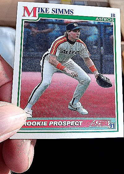 1991 Score #766 Mike Simms Rookie Prospect Houston Astros — front