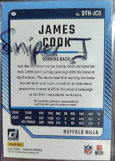 2024 Panini Donruss Threads #DTH-JCO James Cook — back