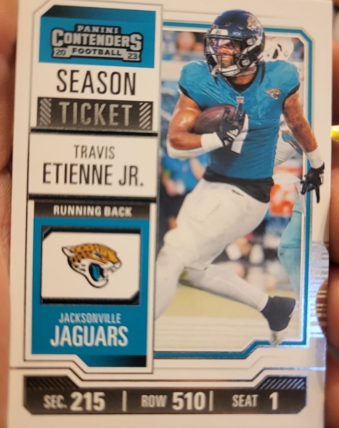 2023 Panini Contenders #47 Travis Etienne Jr. Season Ticket Retail — front