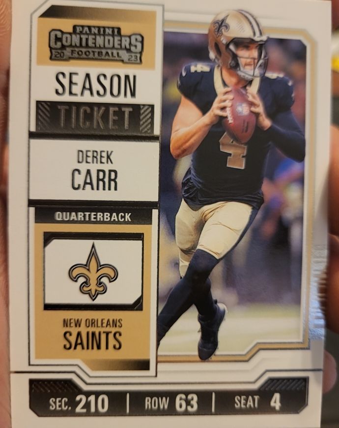 2023 Panini Contenders Season Ticket #72 Derek Carr — front