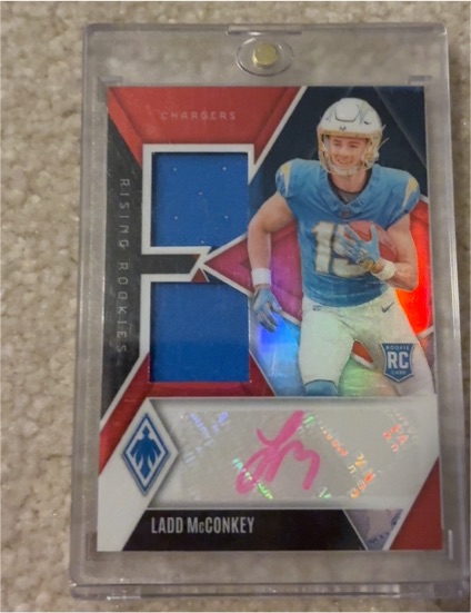 2024 Panini Phoenix Rising Rookies Dual Patch Autographs #RRDP-LMC Ladd McConkey — front
