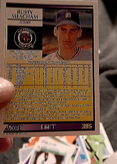 1992 Score #395 Rusty Meacham — back