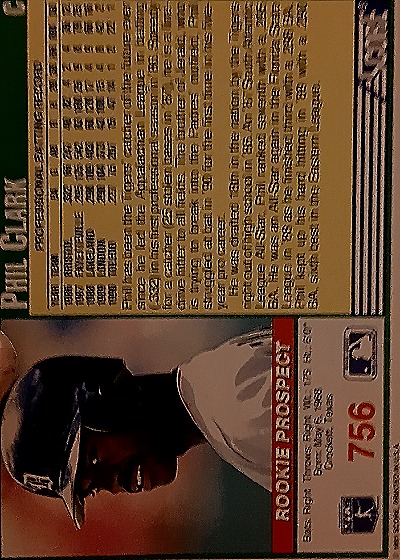 1991 Score #756 Phil Clark Rookie Prospect — back