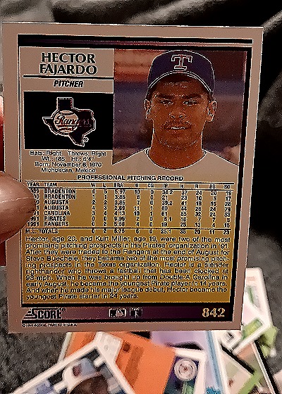 1992 Score #842 Hector Fajardo — back