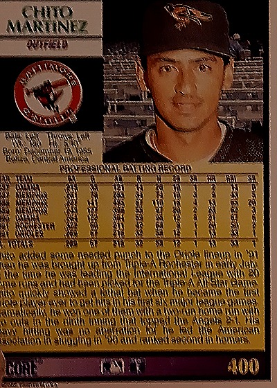 1992 Score #400 Chito Martinez — back