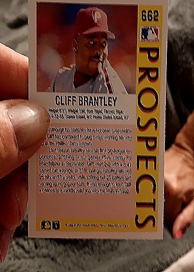 1991 Pro Set #662 Cliff Brantley — back