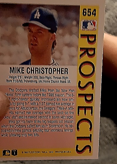 1992 Fleer #654 Mike Christopher — back