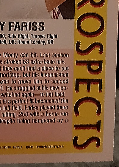 1992 Fleer #668b Monty Fariss — back