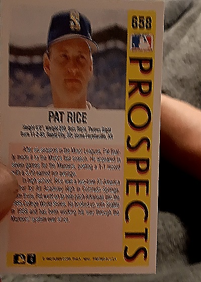 1992 Fleer #658 Pat Rice — back