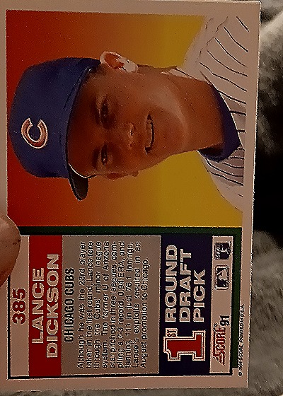 1991 Score #385 Lance Dickson — back
