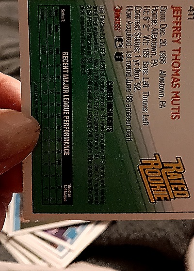 1992 Donruss #441 Jeff Mutis — back