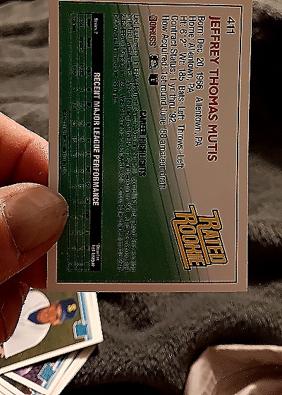 1992 Donruss #411 Jeff Mutis — back