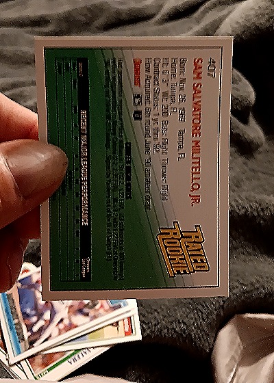 1992 Donruss #407 Sam Militello — back