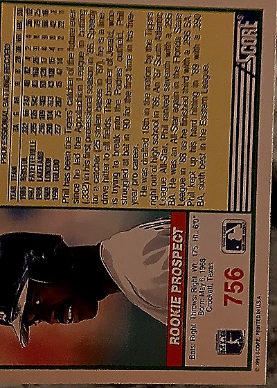 1990 Score #756 Phil Clark — back