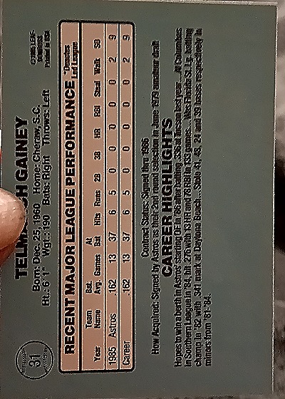 1994 Donruss #36 Ty Gainey — back