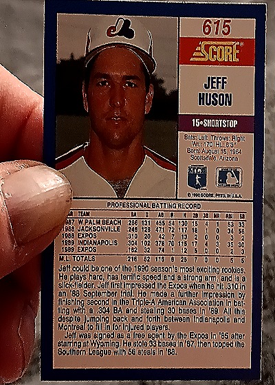 1990 Score #615 Jeff Huson — back