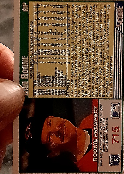 1991 Score #715 Dan Boone Rookie Prospect — back