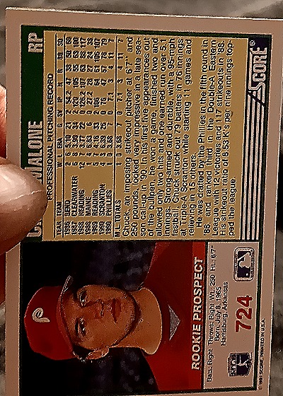 1992 Score #724 Chuck Malone Rookie Prospect — back