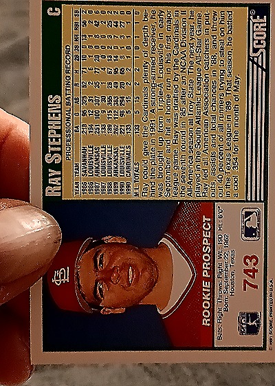 1991 Score #743 Ray Stephens — back