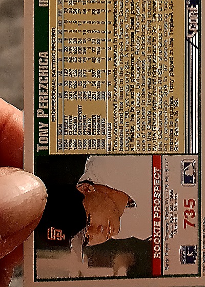 1991 Score #735 Tony Perezchica — back