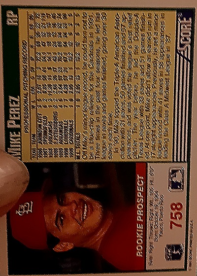 1987 Topps #758 Mike Perez — back