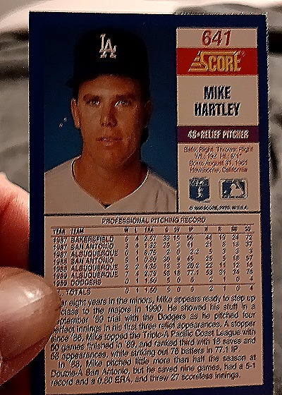 1990 Score #641 Mike Hartley — back