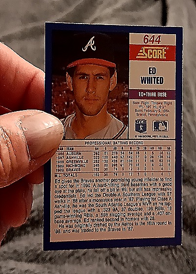 1990 Score #644 Ed Whited — back