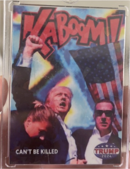 2024 Donald J Trump President Cracked Ice Kaboom Refractor Assassin Attempt Card — front