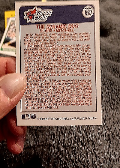 1990 Fleer #221 The Dynamic Duo Will Clark Kevin Mitchell — back