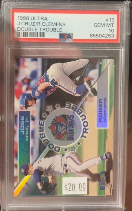 1998 Fleer Ultra Double Trouble #19 Jose Cruz Jr./Roger Clemens — front