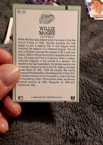 1991 Donruss Bonus Cards #BC-22 Willie McGee — back