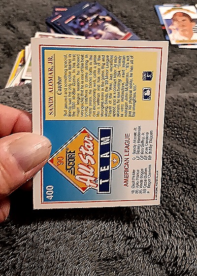 1991 Score All-Star #400 Sandy Alomar Jr. — back