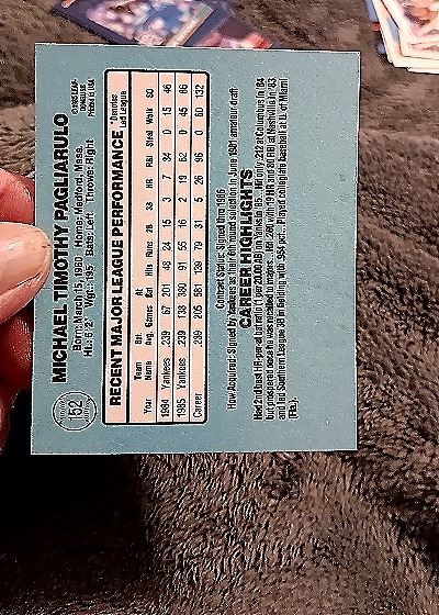 1986 Donruss #152 Mike Pagliarulo — back