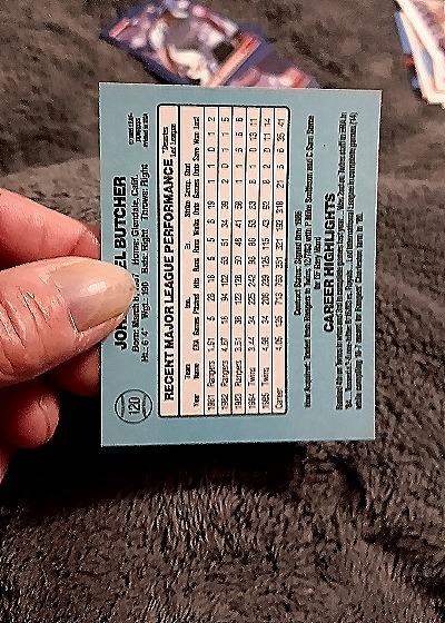 1986 Donruss #120 John Butcher — back